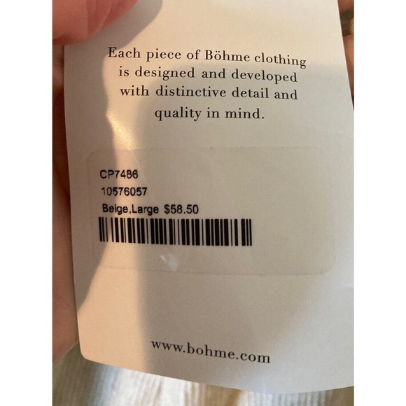 NWT $58.50 Bohme High Waist Corduroy Pants Size Large Women’s Beige - Picture 4 of 10